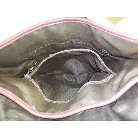 Coach Soho Signature Canvas Suede Shoulder Bag Burgundy Wine Western Country - Picture 16 of 16